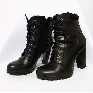 Black Combat Heeled Boots